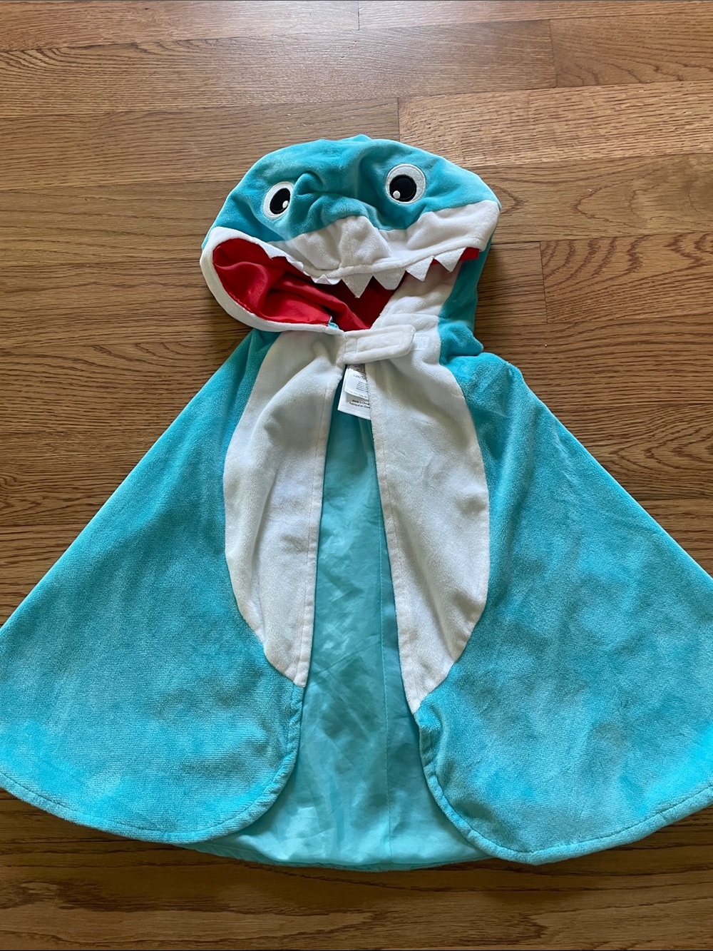 Shark Hooded Kids Costume Cape in Teal and White